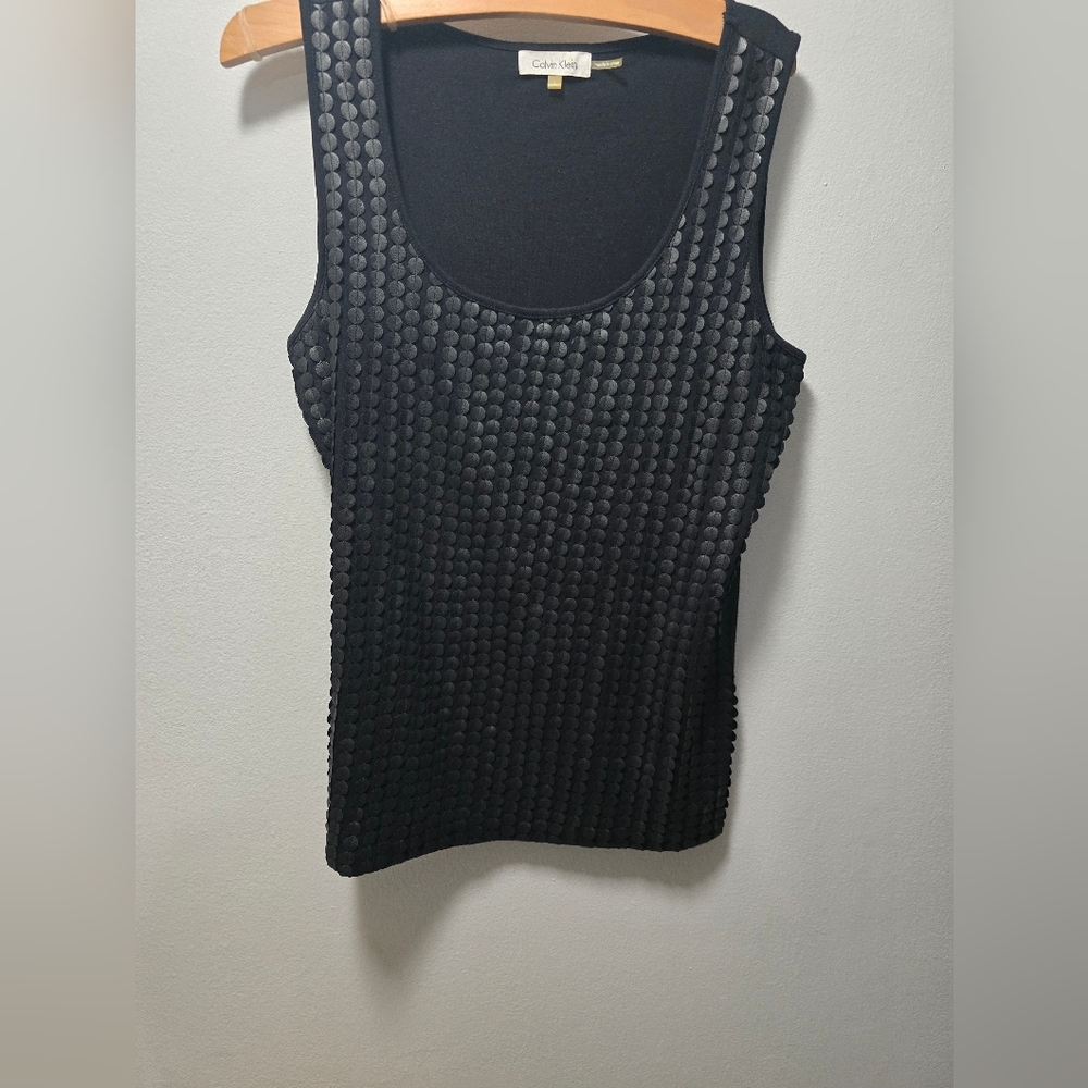 Calvin Klein Black Textured Sleeveless Top